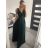Šaty elegantní společenské dlouhé na ramínka dámské (M/L ONE SIZE) ITALSKÁ MÓDA IM322045/DR/DUstř. modrá