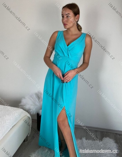 Šaty elegantní společenské dlouhé na ramínka dámské (XS/S/M/L ONE SIZE) ITALSKÁ MÓDA IM322045/DUR mintová