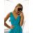 Šaty elegantní společenské dlouhé na ramínka dámské Patricie  (XS/S/M/L ONE SIZE) ITALSKÁ MÓDA IM322045/DR/DU tyrkysová