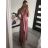 Šaty elegantní společenské dlouhé na ramínka dámské (XS/S/M/L ONE SIZE) ITALSKÁ MÓDA IM322045/DR vínová