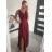 Šaty elegantní společenské dlouhé na ramínka dámské (XS/S/M/L ONE SIZE) ITALSKÁ MÓDA IM322045/DR vínová