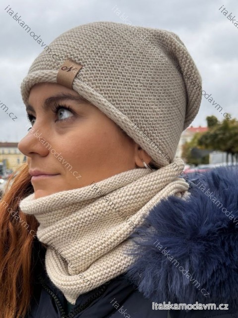 Čepice nákrčník souprava zimní dámská (ONE SIZE) POLSKÁ VÝROBA PV820056/DR