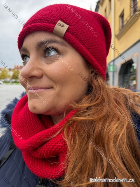 Čepice nákrčník souprava zimní dámská (ONE SIZE) POLSKÁ VÝROBA PV820056/DR ONE SIZE tmavě červená