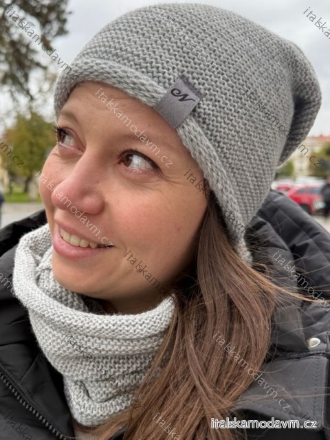 Čepice nákrčník souprava zimní dámská (ONE SIZE) POLSKÁ VÝROBA PV820056/DR ONE SIZE světle šedá