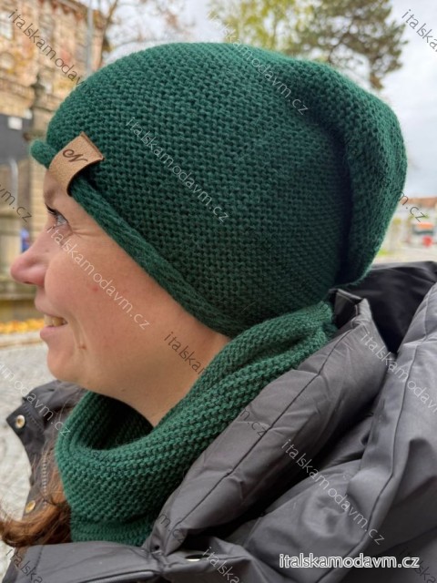 Čiapka nákrčník súprava zimná dámska (ONE SIZE) POLSKÁ VÝROBA PV820056/DR ONE SIZE smaragdová