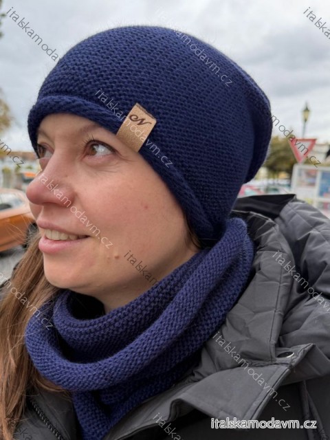 Čiapka nákrčník súprava zimná dámska (ONE SIZE) POLSKÁ VÝROBA PV820056/DR tmavě modrá one size