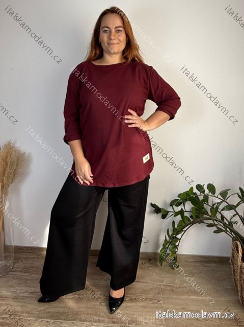 Tunika teplá dlouhý rukáv dámská nadrozměr MAJA (52/54/56 ONE SIZE) ITALSKÁ MÓDA IMC25469/DUR 52/54/56 vínová