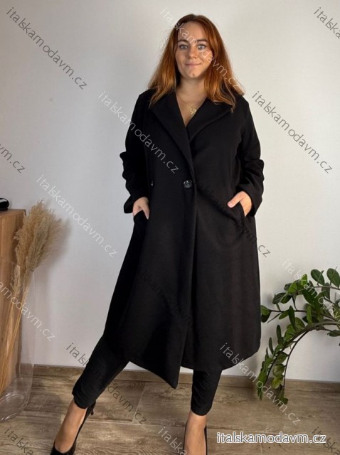 Kabát dlouhý rukáv dámský nadrozměr RAMONA (52/54/56 ONE SIZE) ITALSKÁ MÓDA IMC25375/DUR 52/54/56 Černá