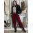 Kalhoty elegantní s páskem dámské BELLA (S/M/L ONE SIZE) ITALSKÁ MÓDA IMD25251/DUR S/M/L vínová