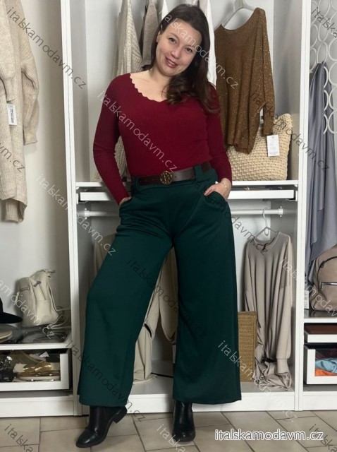 Kalhoty elegantní s páskem dámské BEATA (S/M/L ONE SIZE) ITALSKÁ MÓDA IM425718