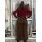 Kalhoty elegantní s páskem dámské BEATA (S/M/L ONE SIZE) ITALSKÁ MÓDA IM425718/DUR S/M/L vínová