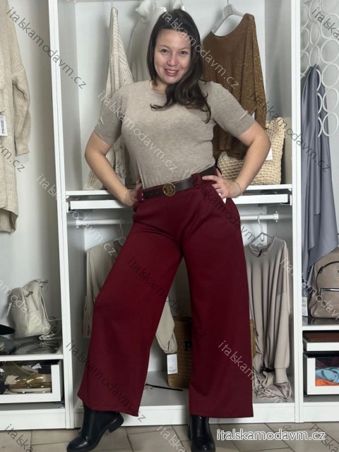 Kalhoty elegantní s páskem dámské BEATA (S/M/L ONE SIZE) ITALSKÁ MÓDA IM425718/DUR