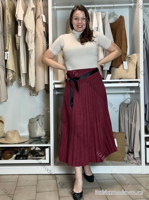 Sukně dlouhá skládaná s páskem dámská SKILER (S/M/L ONE SIZE) ITALSKÁ MÓDA IMC25333