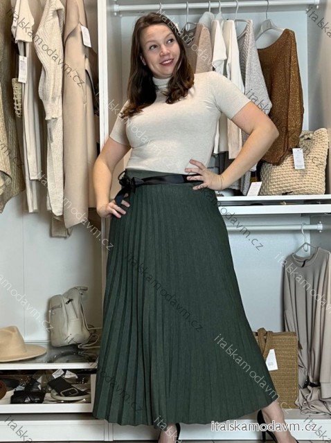 Sukně dlouhá skládaná s páskem dámská SKILER (S/M/L ONE SIZE) ITALSKÁ MÓDA IMC25333/DUR