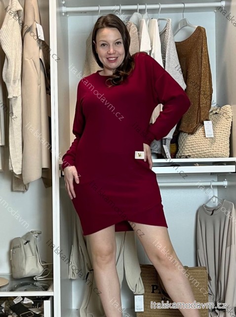 Šaty úpletové dlouhý rukáv dámské MARIA (S/M/L ONE SIZE) ITALSKÁ MÓDA IMD25169