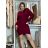 Šaty úpletové dlouhý rukáv dámské MARIA (S/M/L ONE SIZE) ITALSKÁ MÓDA IMD25169/DUR S/M/L vínová