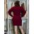 Šaty úpletové dlouhý rukáv dámské MARIA (S/M/L ONE SIZE) ITALSKÁ MÓDA IMD25169/DUR S/M/L vínová