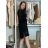 Šaty oversize mikinové máslové dlouhý rukáv dámské ANNA (S/M/L ONE SIZE) ITALSKÁ MÓDA IMD25164/DUR S/M/L Černá