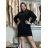 Šaty oversize mikinové máslové dlouhý rukáv dámské ANNA (S/M/L ONE SIZE) ITALSKÁ MÓDA IMD25164/DUR S/M/L Černá