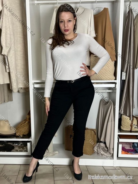 Kalhoty s páskem dlouhé dámské nadrozměr (S-2XL)  ITALSKÁ MÓDA IMPLI252825