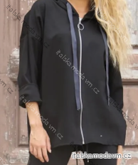 Mikina s kapucí 3/4 dlouhý rukáv dámská (S/M/L ONE SIZE) ITALSKÁ MÓDA IMPLI2520228