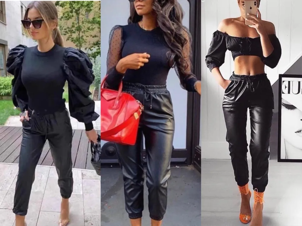 Kalhoty koženkové dlouhé dámské (S/M/L ONE SIZE) ITALSKÁ MÓDA IMPLI251290