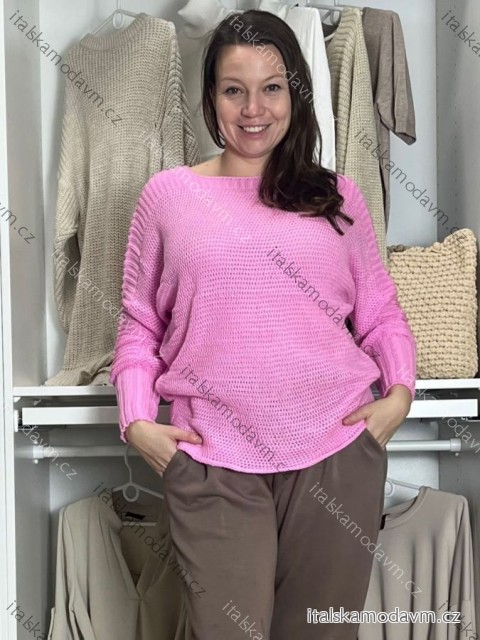 Svetr pletený dlouhý rukáv dámský nadrozměr KARA (42/44/46 ONE SIZE) TURECKÁ MÓDA TM9251111