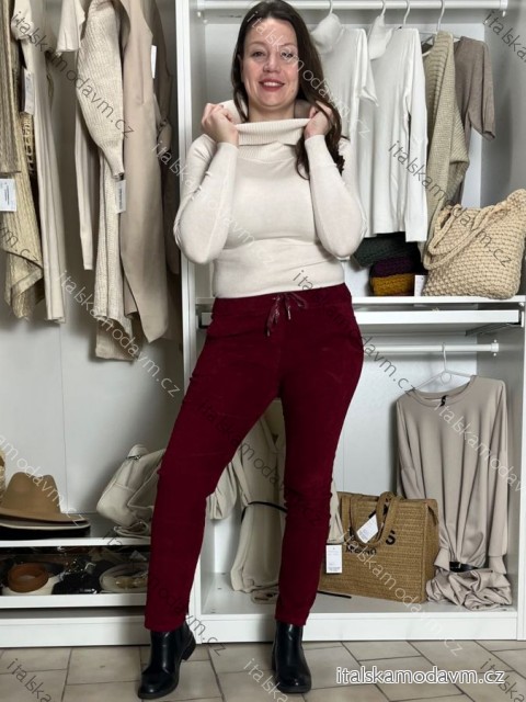 Kalhoty manžestrové dámské PATRIXIA (M/L/XL ONE SIZE) ITALSKÁ MÓDA IMSM251166