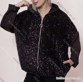 Mikina s kapucí na zip dlouhý rukáv dámská (S/M/L ONE SIZE) ITALSKÁ MÓDA IMPLI2551078