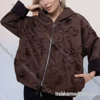 Bunda s kapucí dlouhý rukáv dámská (S/M/L ONE SIZE) ITALSKÁ MÓDA IMPLI2551137