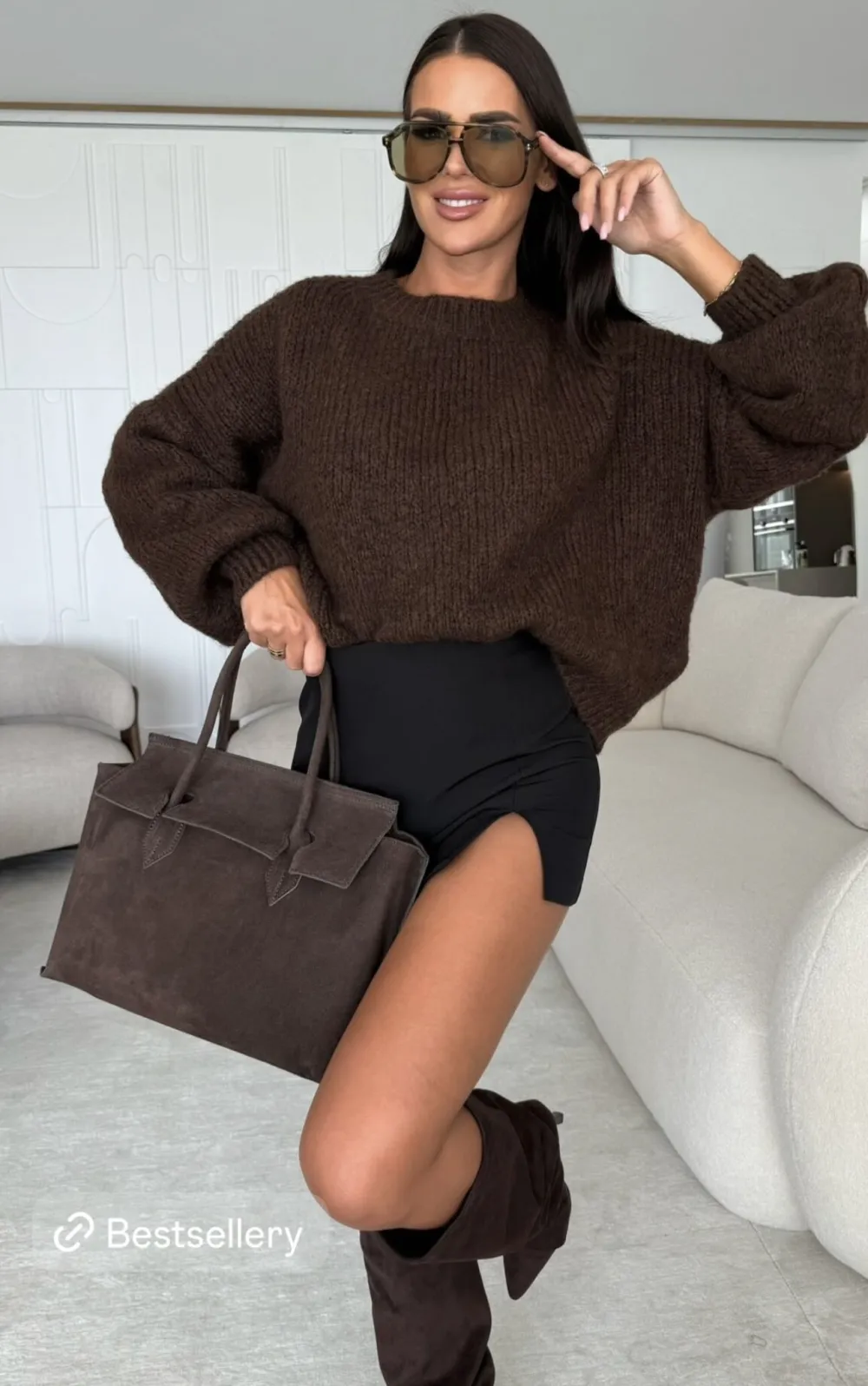 Svetr pletený dlouhý rukáv dámský (S/M/L ONE SIZE) ITALSKÁ MÓDA IMPLP2524120010