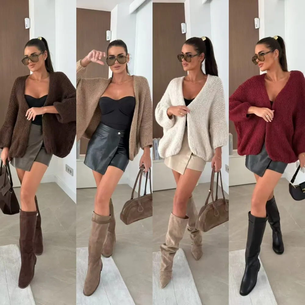 Svetr pletený dlouhý rukáv dámský (S/M/L ONE SIZE) ITALSKÁ MÓDA IMPLP2533580010