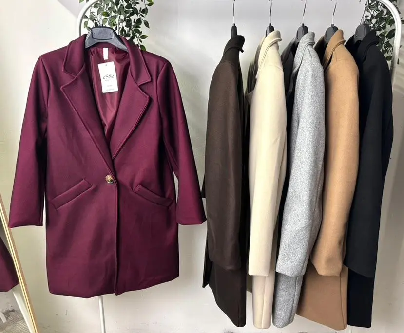 Kabát koženkový dlouhý rukáv dámský (S/M/L ONE SIZE) ITALSKÁ MÓDA IMPLP2569020011