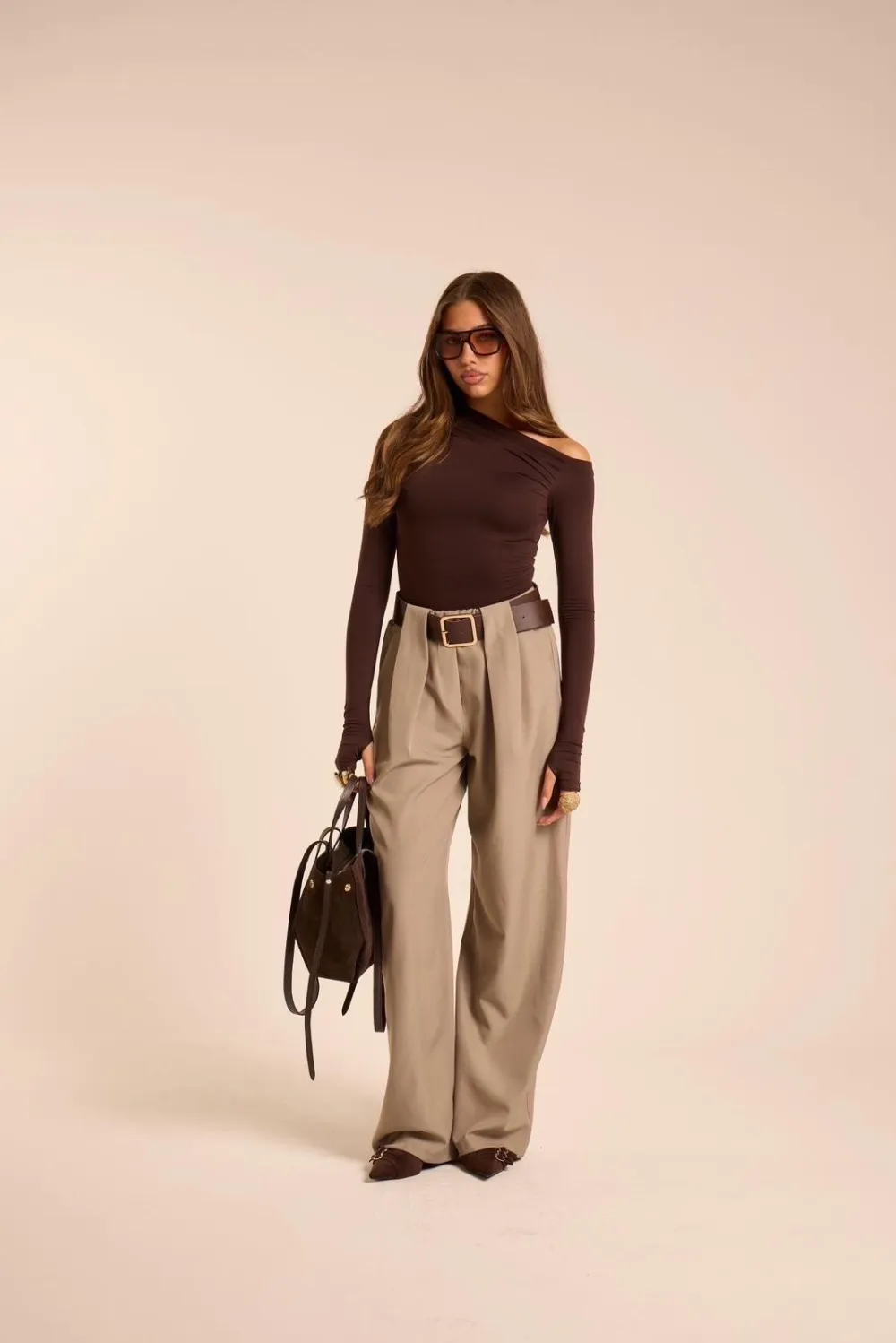 Kalhoty elegantní s páskem dámské (S/M/L ONE SIZE) ITALSKÁ MÓDA IMPLP2511861095