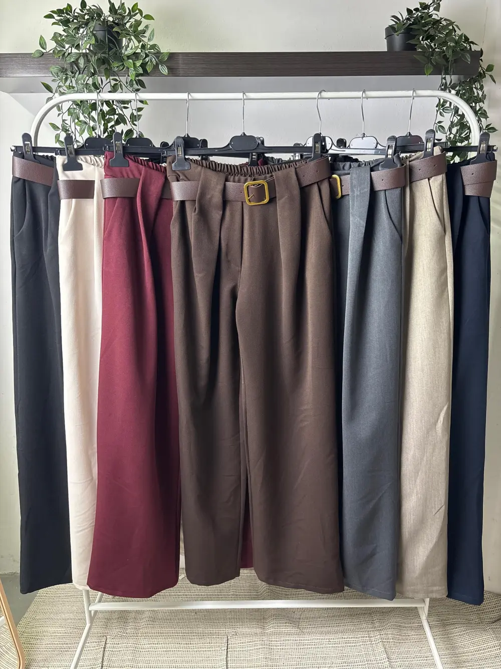 Kalhoty elegantní s páskem dámské (S/M/L ONE SIZE) ITALSKÁ MÓDA IMPLP2511861095