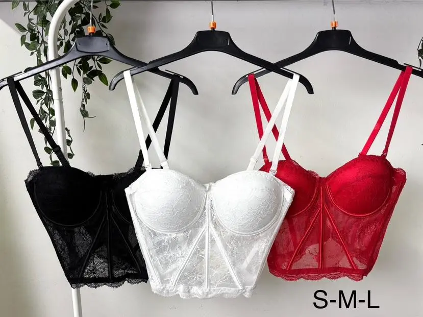 Croptop krajkový na ramínka dámský (S/M/L ONE SIZE) ITALSKÁ MÓDA IMPLP2599920090