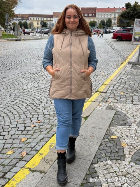 Vesta podzimní s kapucí na zip bez rukávu dámská nadrozměr (3XL - 7XL) SWEST IMWSW25C208382/DR