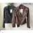 Bunda krátká kožená na zip dlouhý rukáv dámská (S/M/L ONE SIZE) ITALSKÁ MÓDA IMPLP2435880095