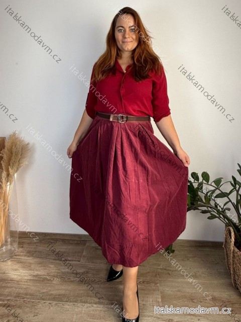 Sukně s páskem manžestrová dámská nadrozměr  AMONA (42/44/46 ONE SIZE) ITALSKá MóDA IMSM251159/DUR