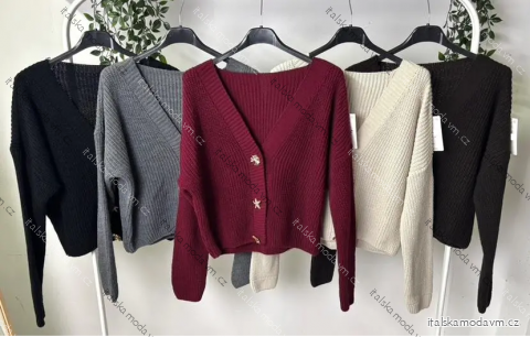 Svetr pletený na knoflíky dlouhý rukáv dámský (S/M/L ONE SIZE) ITALSKÁ MÓDA IMPLP2522785080