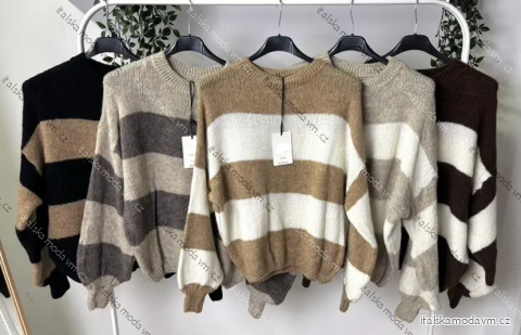Svetr pletený dlouhý rukáv dámský (S/M/L ONE SIZE) ITALSKÁ MÓDA IMPLP2530040010