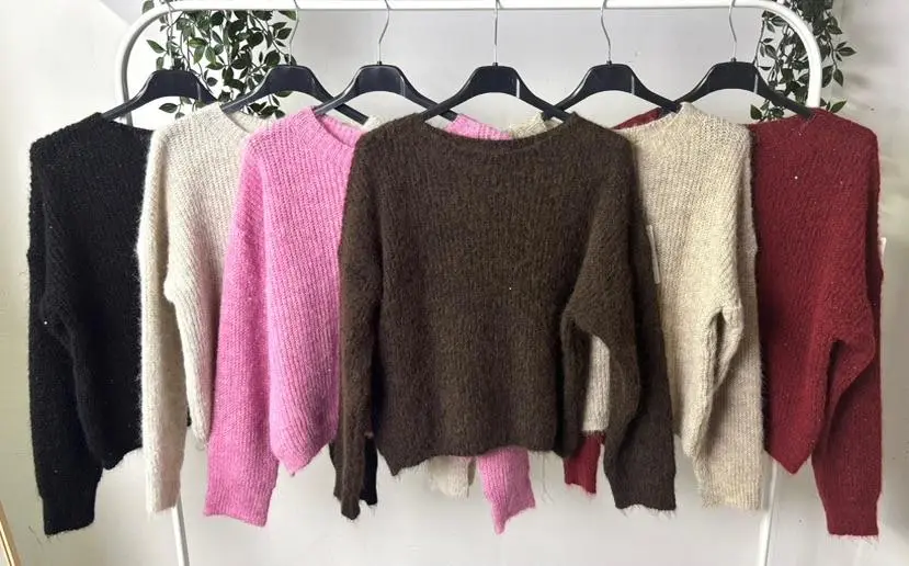 Svetr pletený dlouhý rukáv dámský (S/M/L ONE SIZE) ITALSKÁ MÓDA IMPLP2525635090