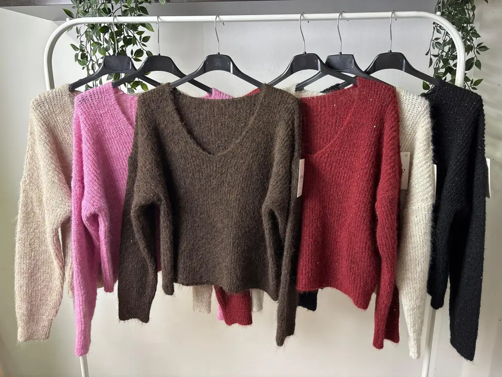 Svetr pletený dlouhý rukáv dámský (S/M/L ONE SIZE) ITALSKÁ MÓDA IMPLP2525671090