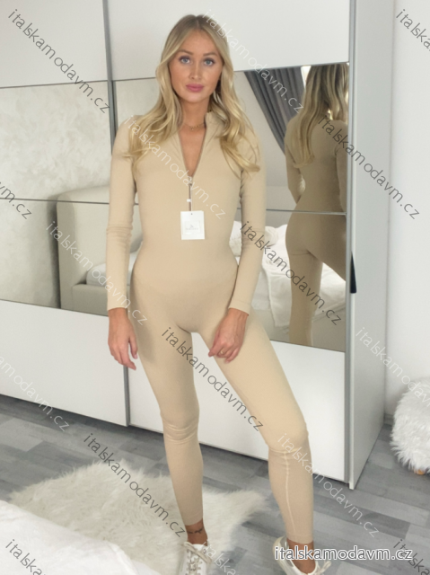 Overal dlhý zoštíhľujúci dlhý rukáv dámsky (XS/S/M ONE SIZE) TALIANSKA MÓDA IMM25M2990/DUR XS/S/M béžová