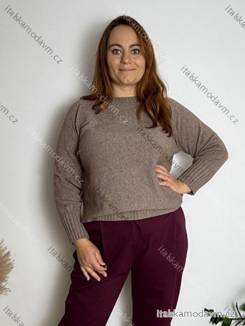 Svetr úpletový dlouhý rukáv dámský nadrozměr (50/52/54 ONE SIZE) ITALSKÁ MÓDA IM4251161/DUR