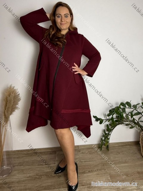Kabát/Mikina prodloužená teplá oversize dlouhý rukáv dámská nadrozměr (48/50/52 ONE SIZE) ITALSKÁ MÓDA IMD25254