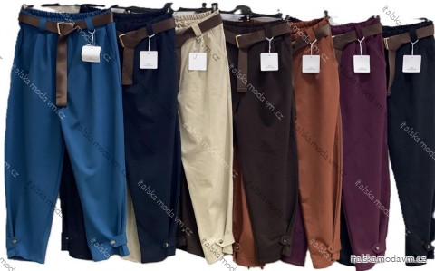 Kalhoty dlouhé elegantní s páskem dámské (S/M/L ONE SIZE) ITALSKÁ MÓDA IMC25428