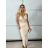 Šaty elegatní na ramínka dámské (S/M ONE SIZE) ITALSKÁ MÓDA IMPGM24MILANO/DUR S/M béžová