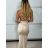 Šaty elegatní na ramínka dámské (S/M ONE SIZE) ITALSKÁ MÓDA IMPGM24MILANO/DUR S/M béžová