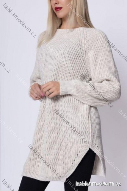 Svetr prodloužený pletený dlouhý rukáv dámský (XS/S/M ONE SIZE) ITALSKÁ MÓDA IMM25M5191